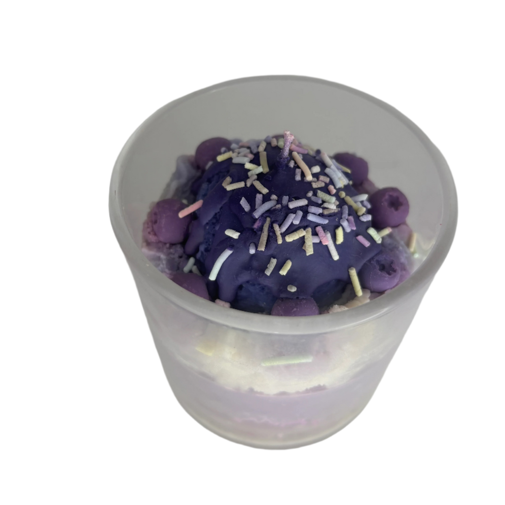 Purple Blueberry Cheesecake Dessert Soy Candle - Glass Jar