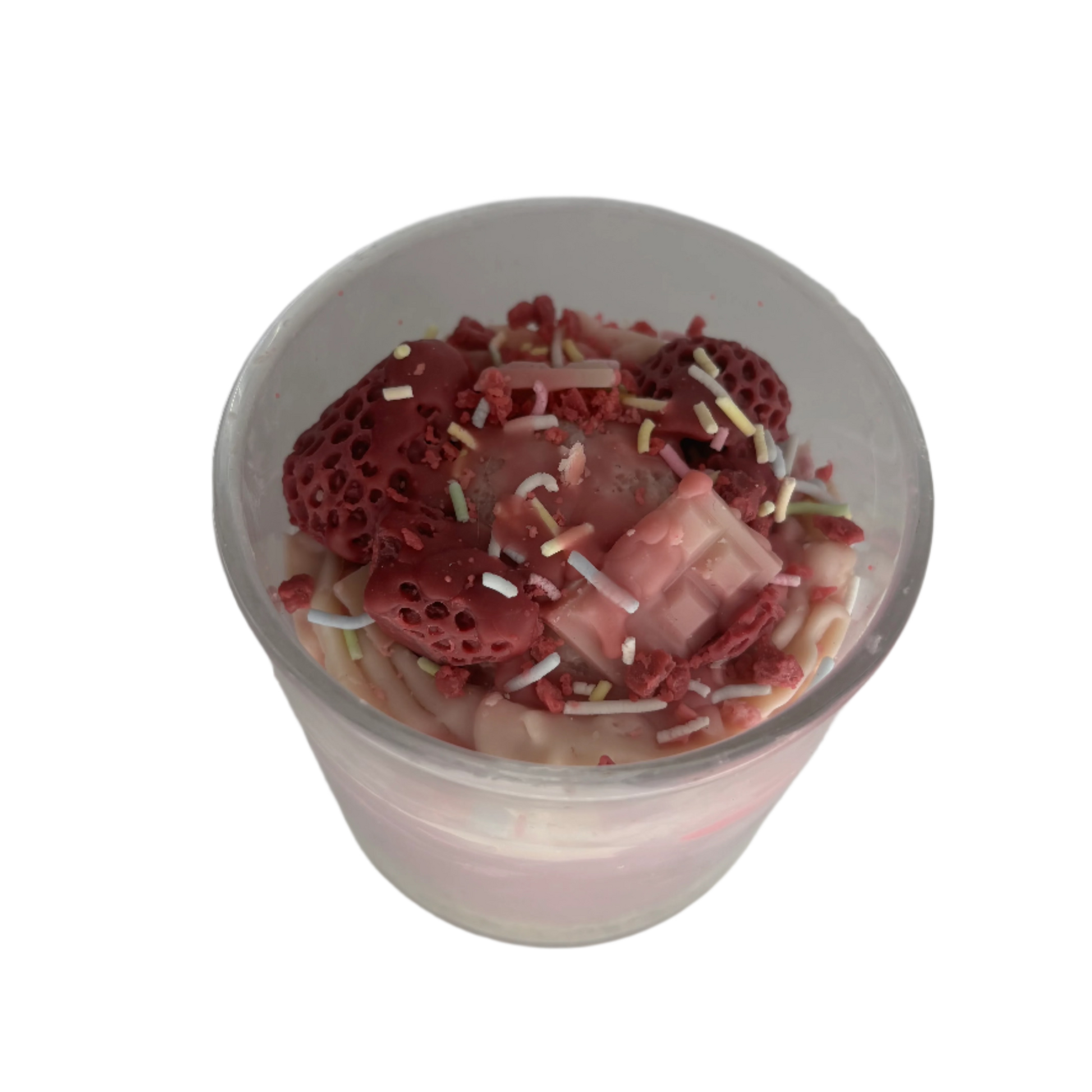 Pink Strawberry and Vanilla Cheesecake Dessert Soy Candle - Glass Jar