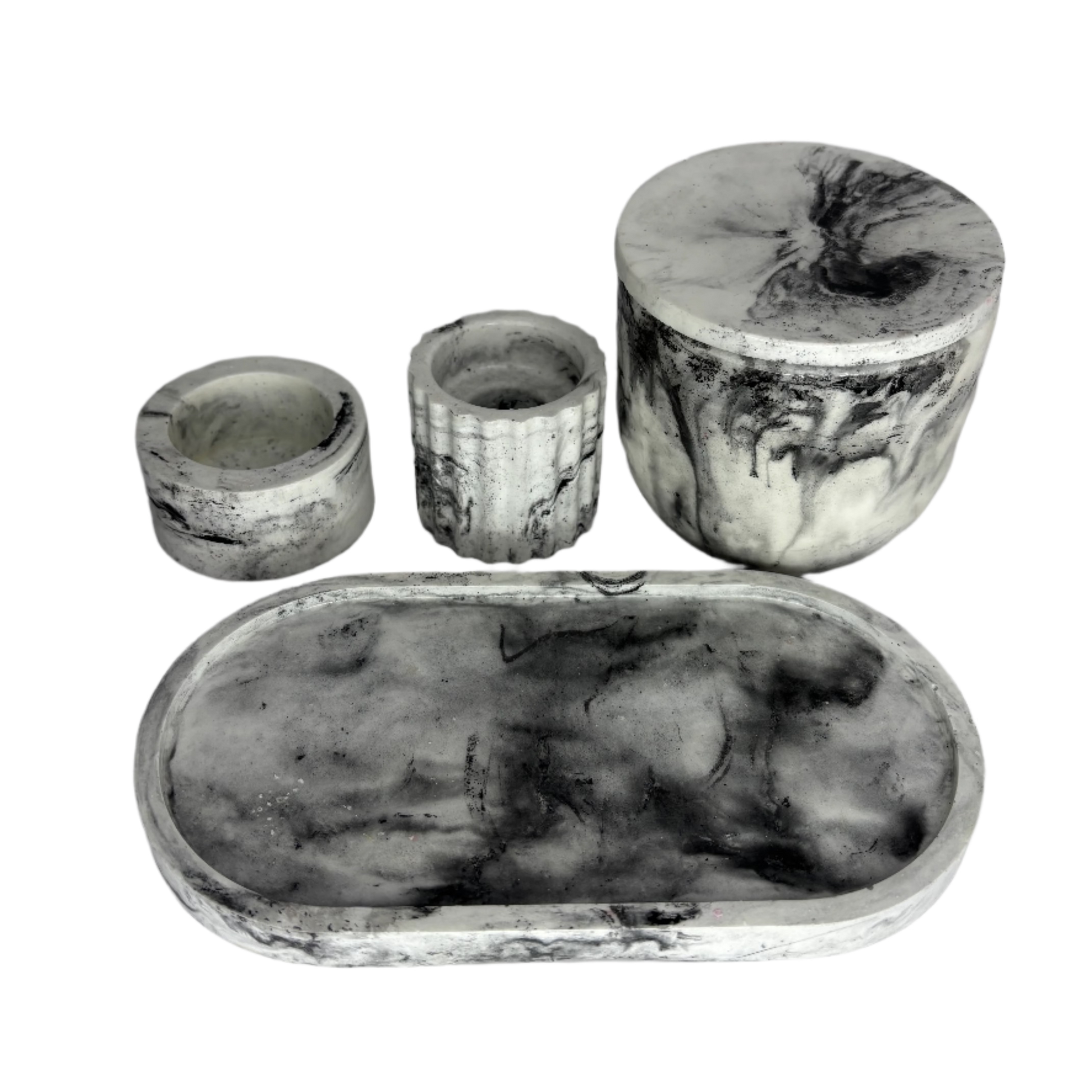 Black and White Eco Resin Candle - 7 Piece Set