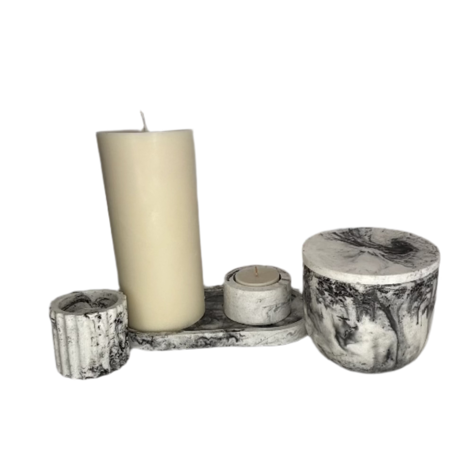 Black and White Eco Resin Candle - 7 Piece Set