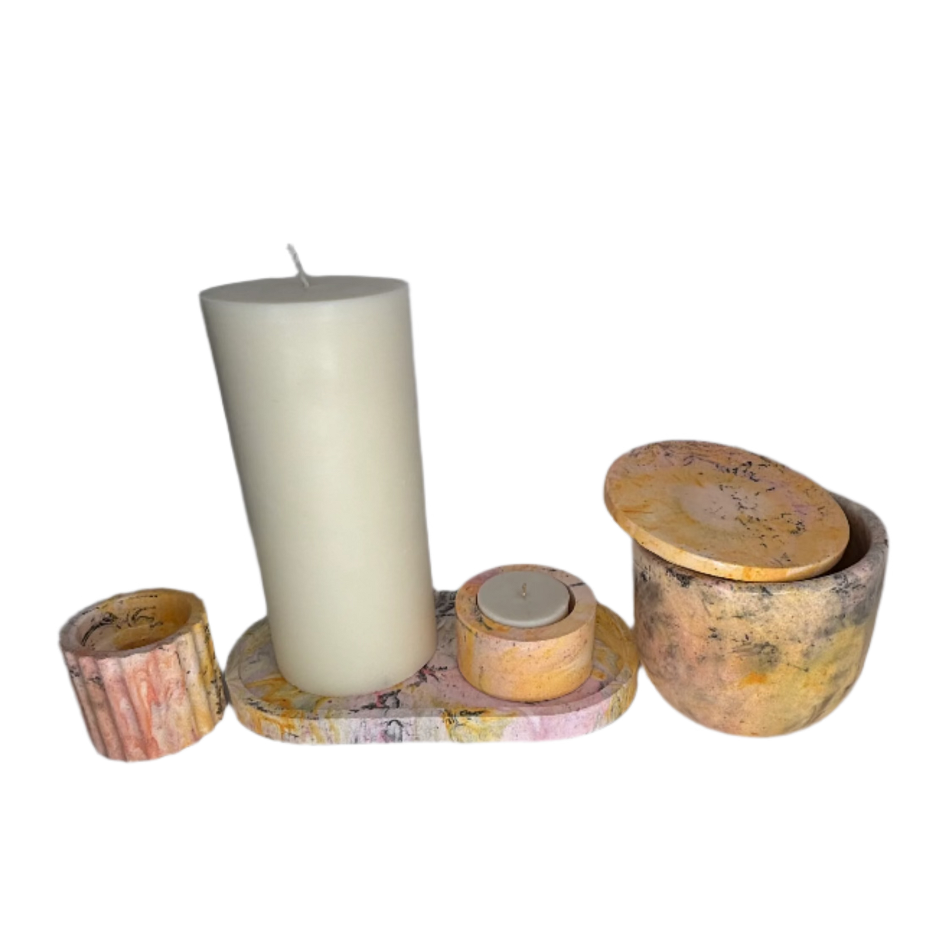 Orange, Black and Pink Eco Resin Candle - 7 Piece Set