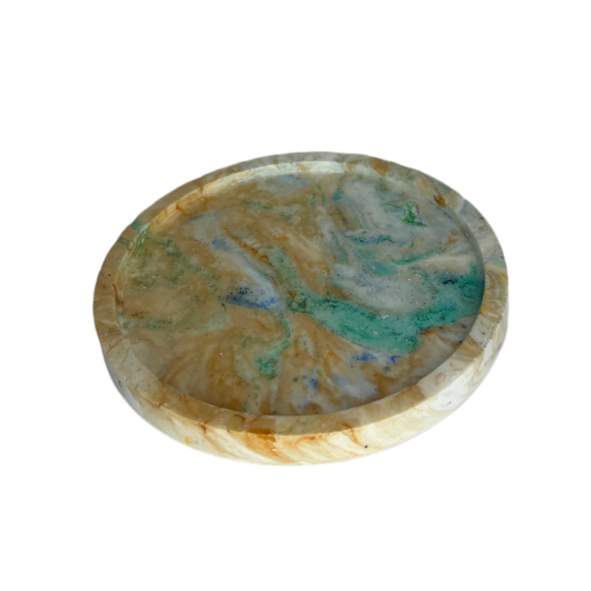 Rustic Blue and Orange Eco Resin Candle Holder Plate