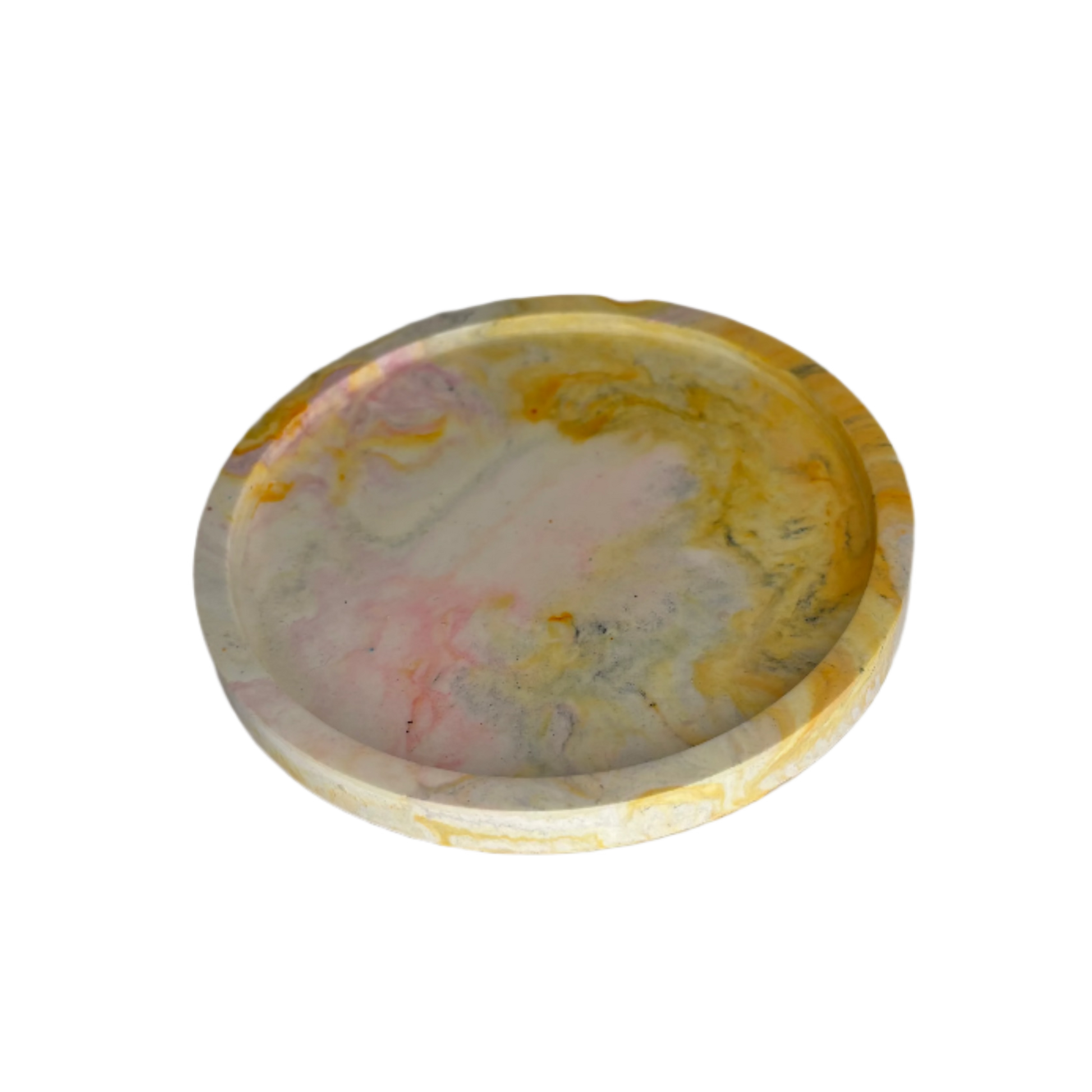 Orange and Pink Marble Eco Resin Candle Holder Plate