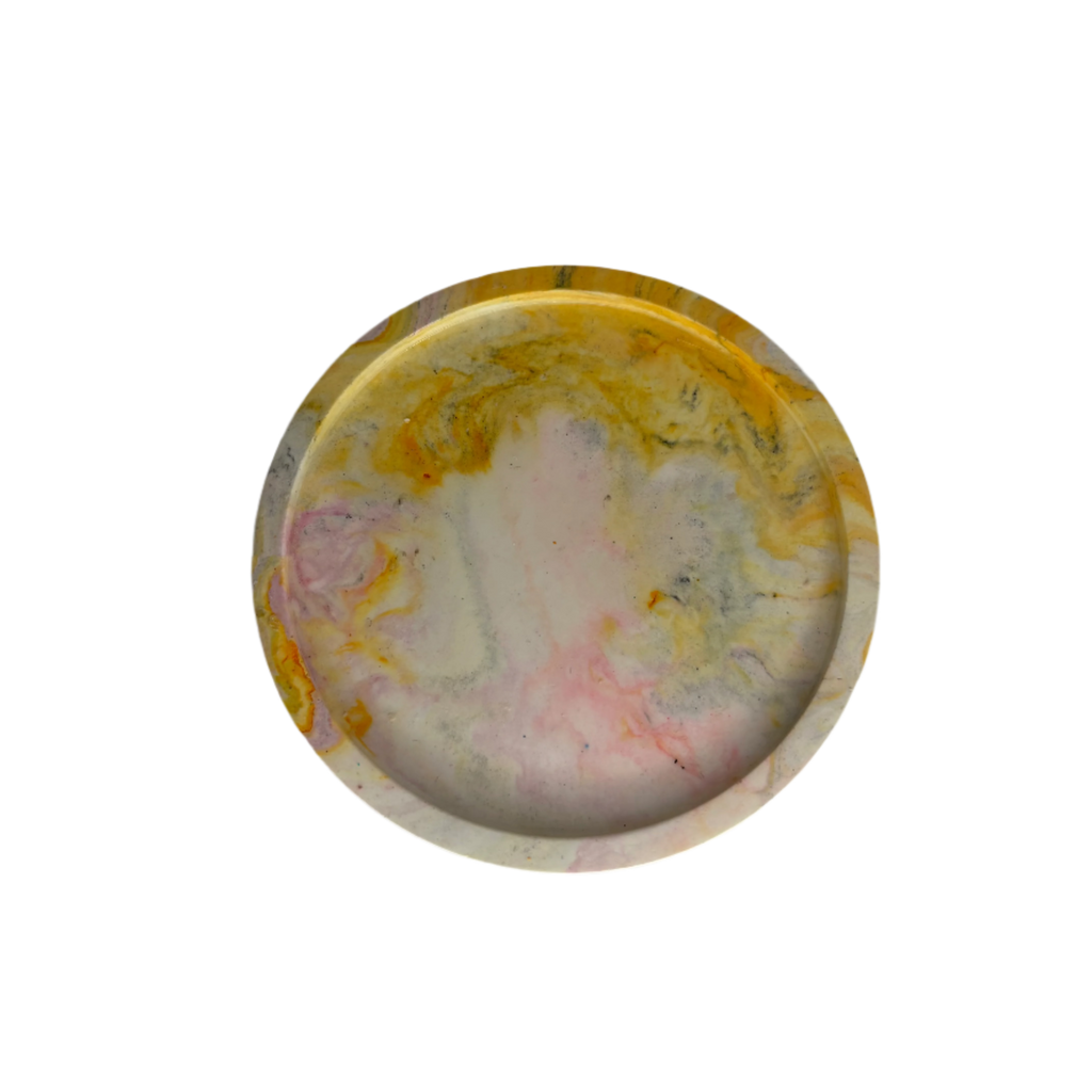 Orange and Pink Marble Eco Resin Candle Holder Plate