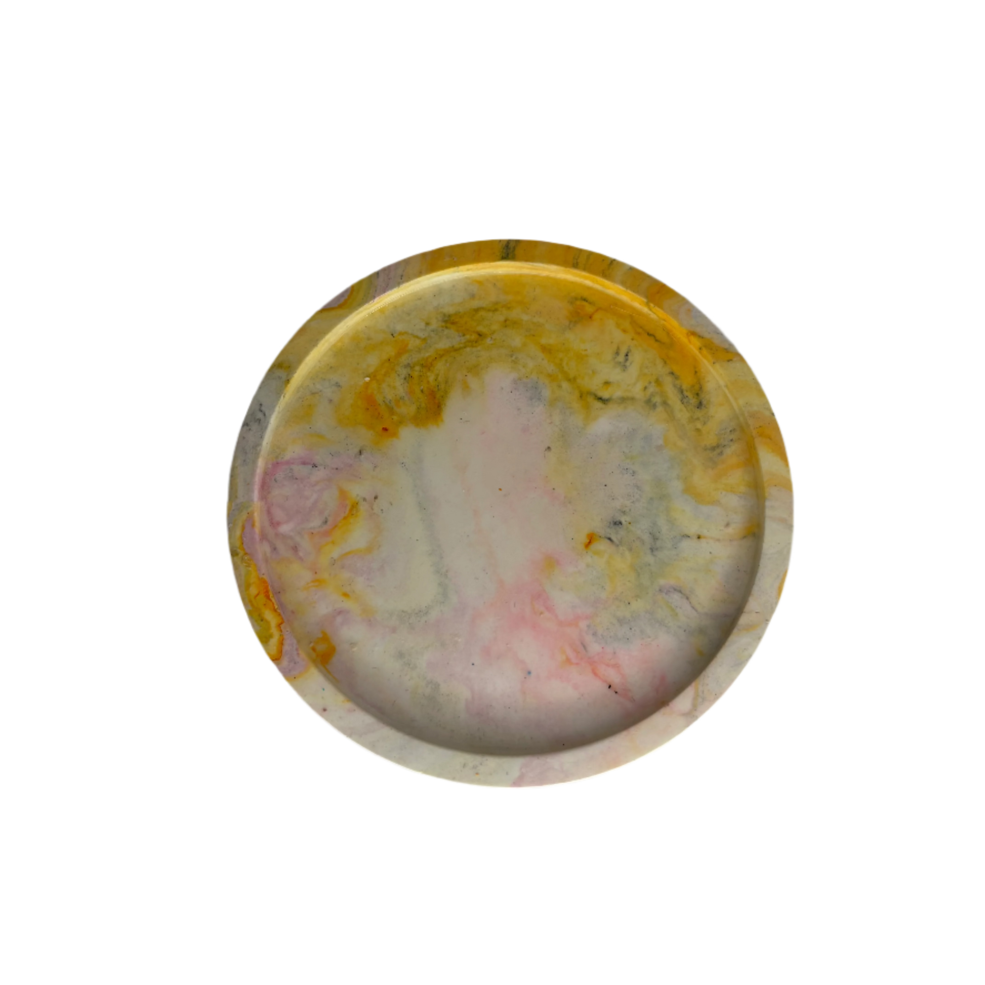 Orange and Pink Marble Eco Resin Candle Holder Plate