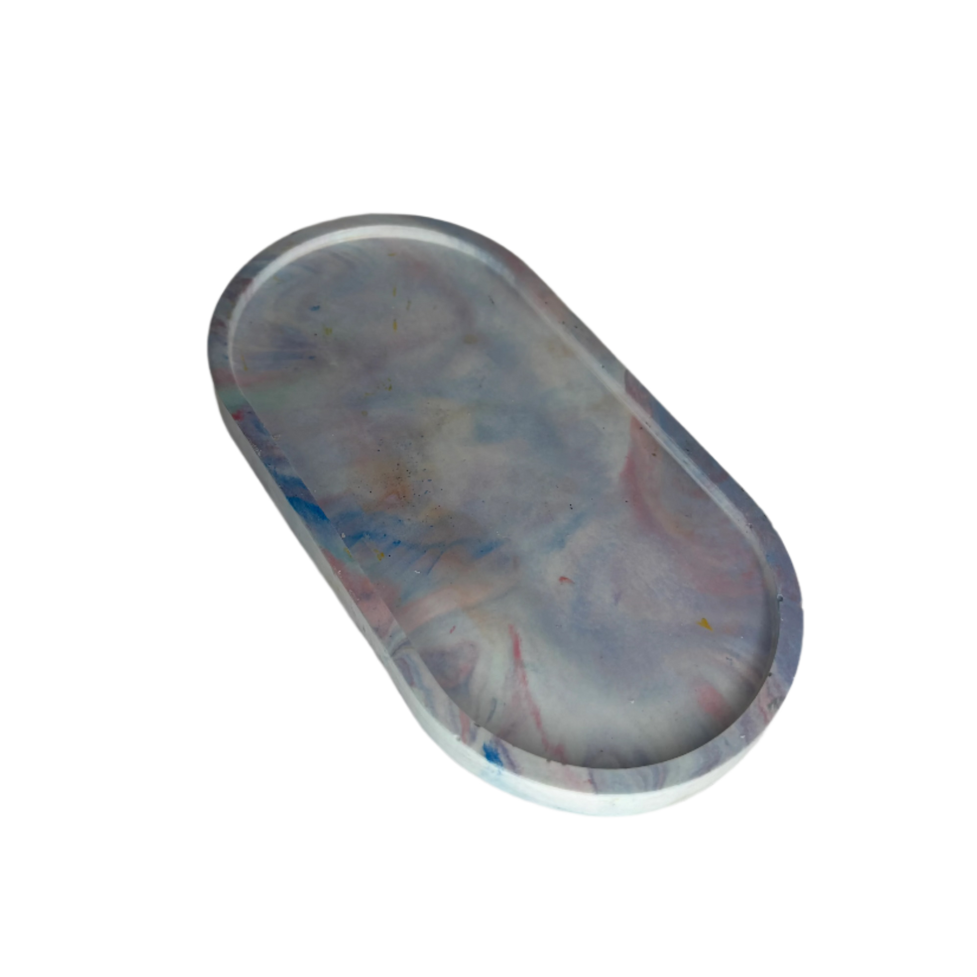Blue and Pink Marble Oval Eco Resin Candle Holder Plate