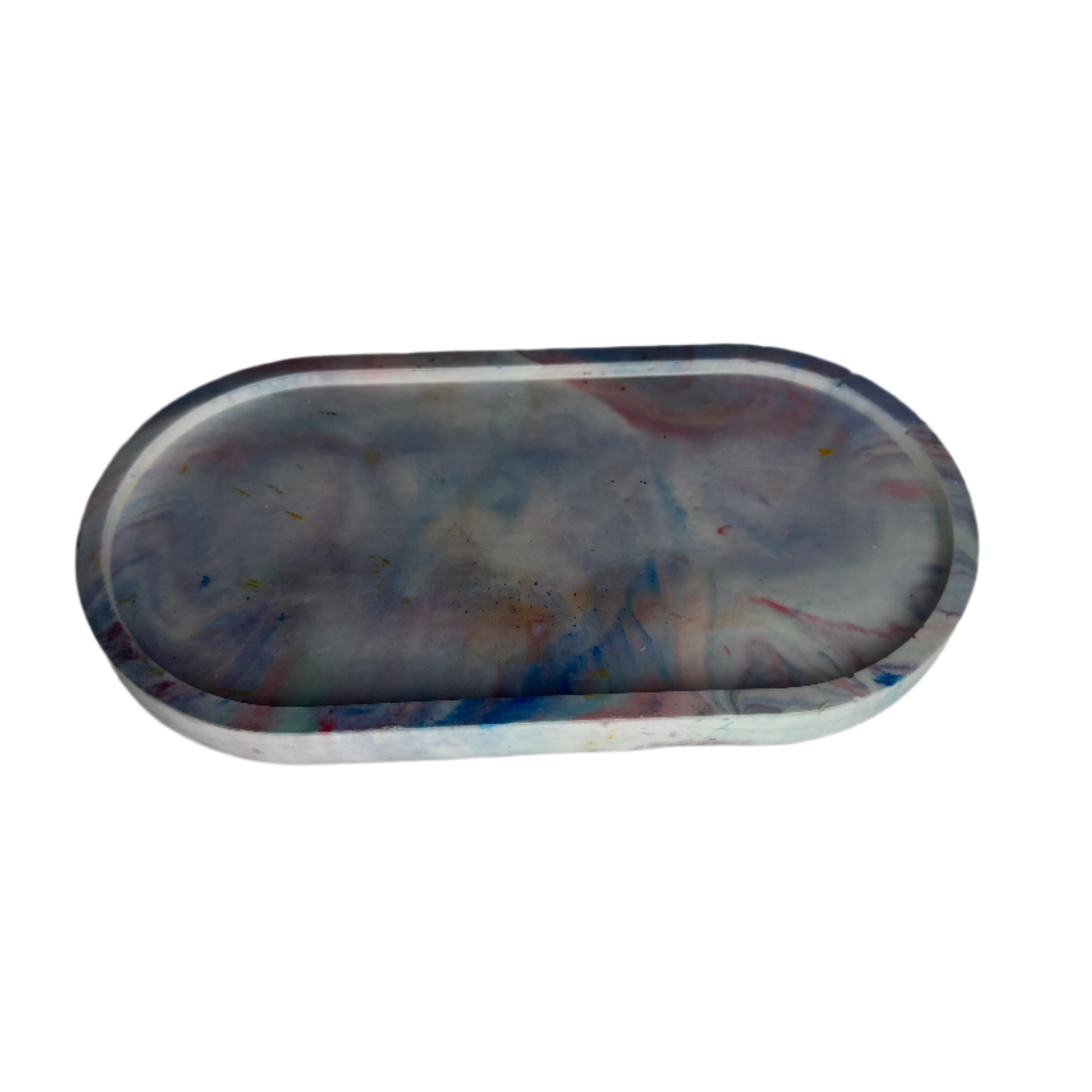 Blue and Pink Marble Oval Eco Resin Candle Holder Plate