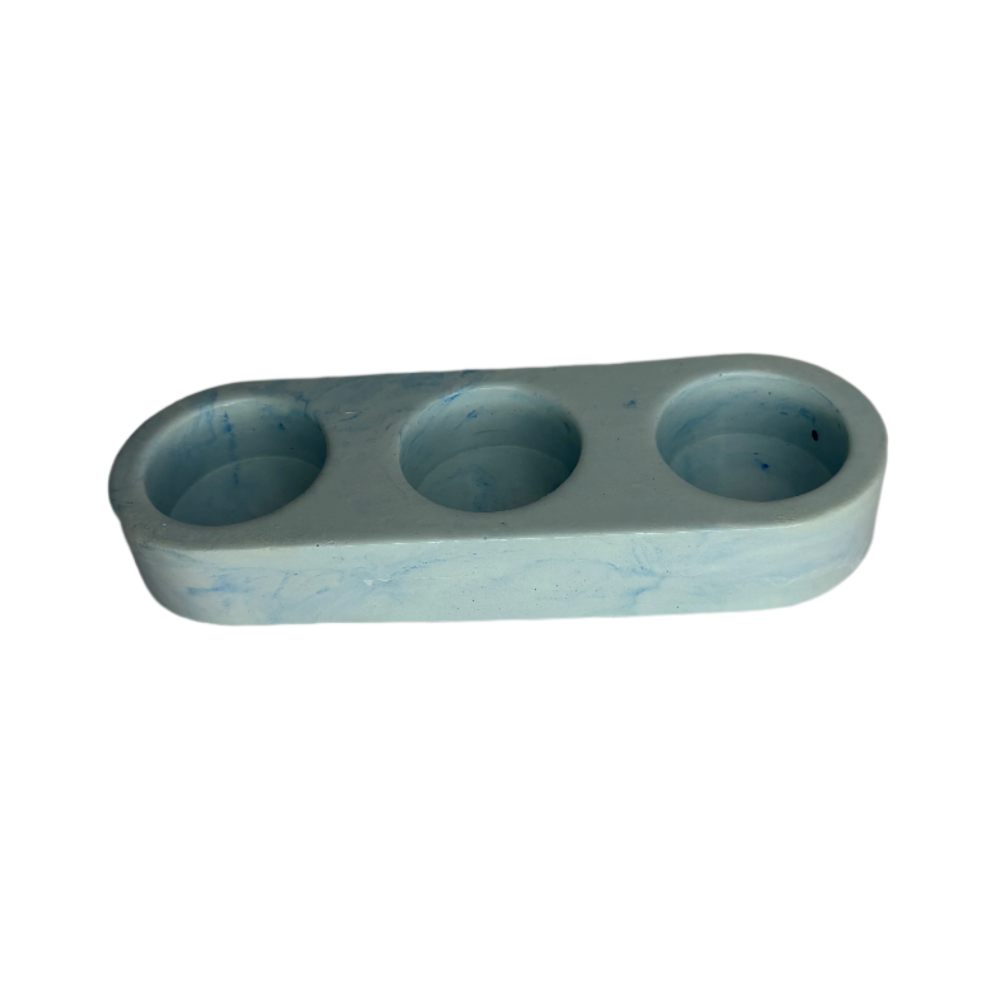 Marble Sky Blue Eco Resin 3 Tealight Candle Holder