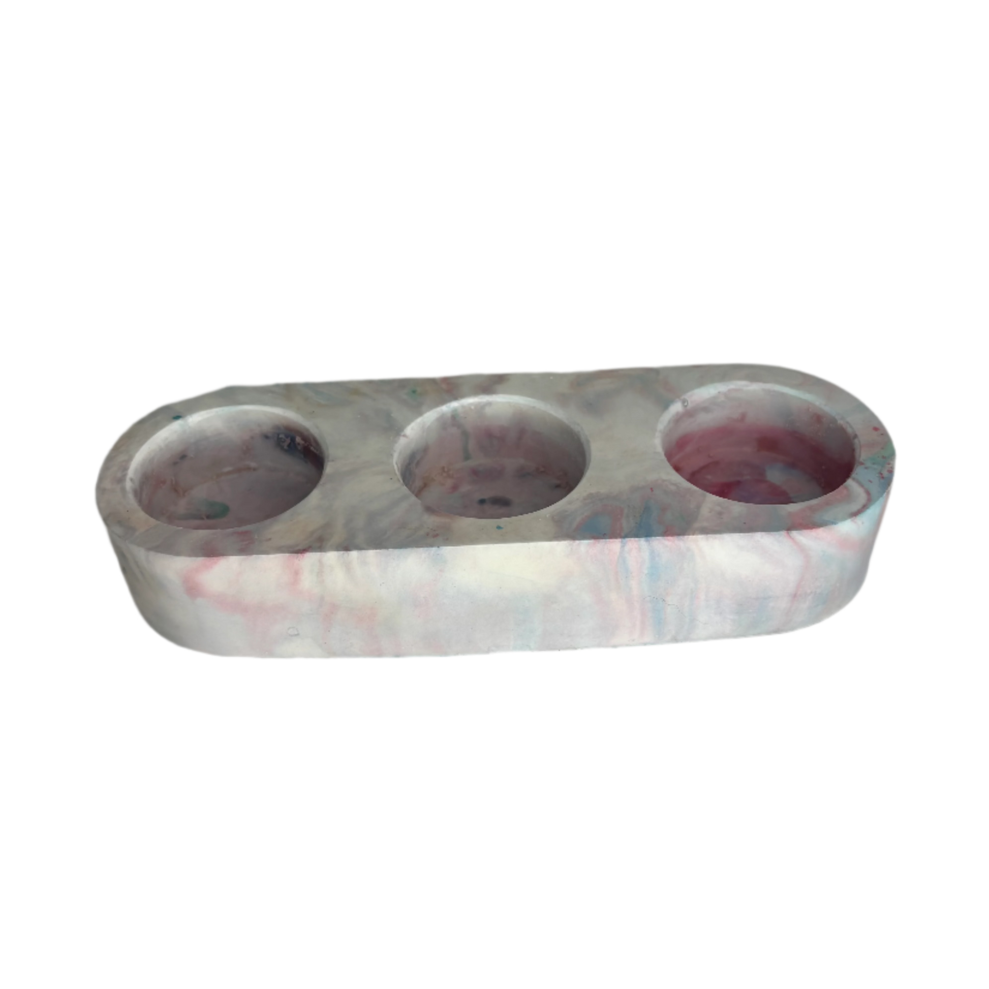 Purple and White Marble Eco Resin 3 Tealight Candle Holder