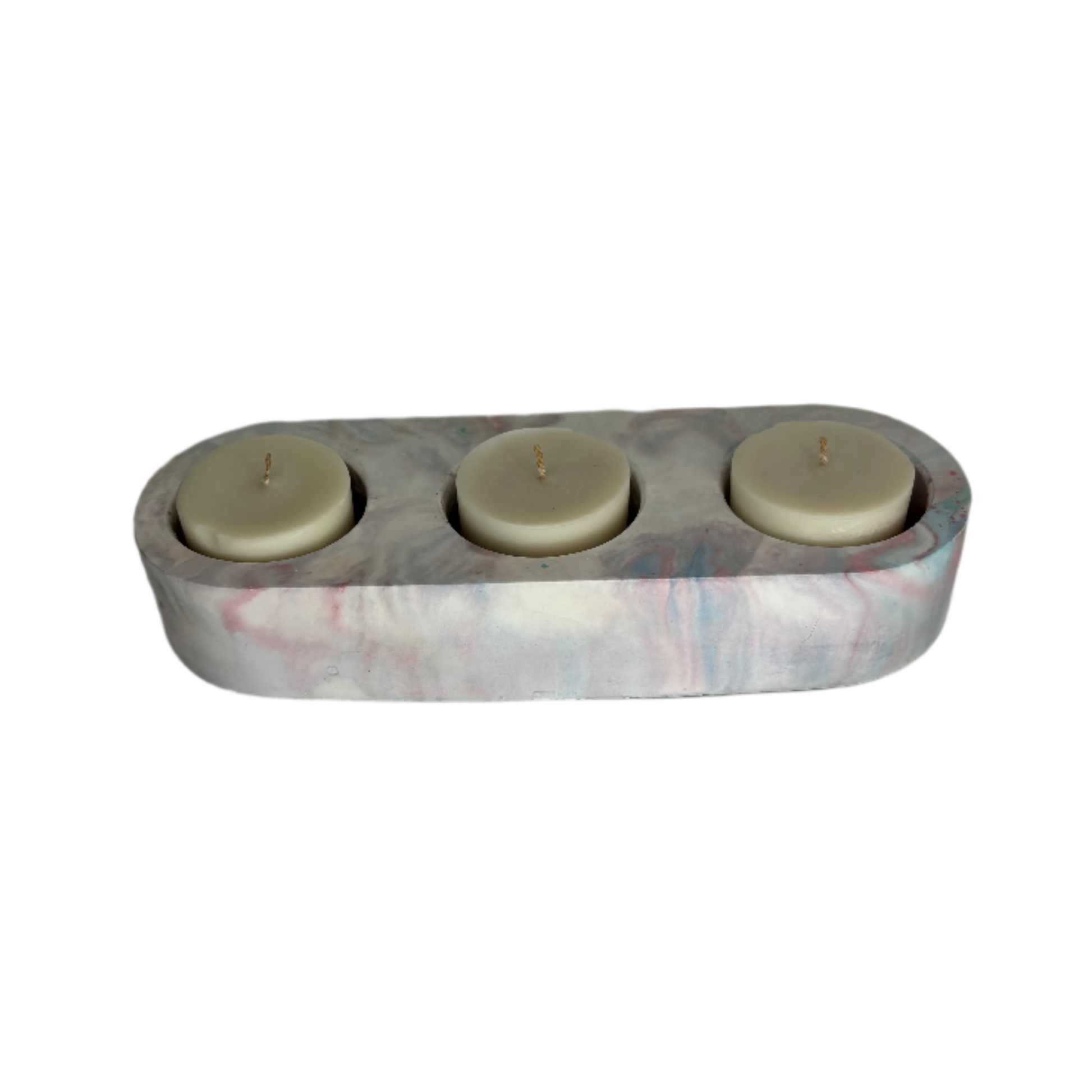 Purple and White Marble Eco Resin 3 Tealight Candle Holder