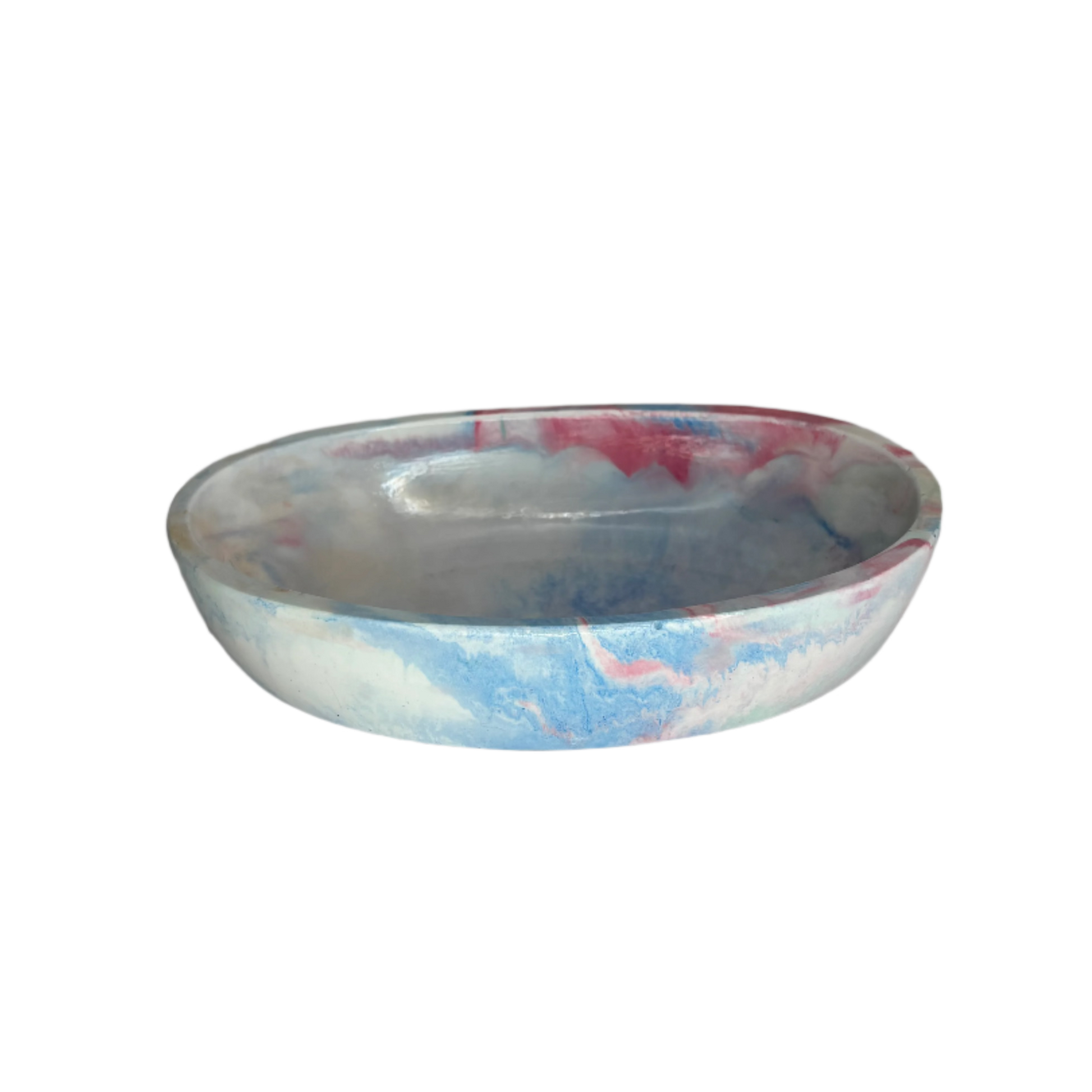 Marble Blue and Red Eco Resin Decorative Trinket Bowl