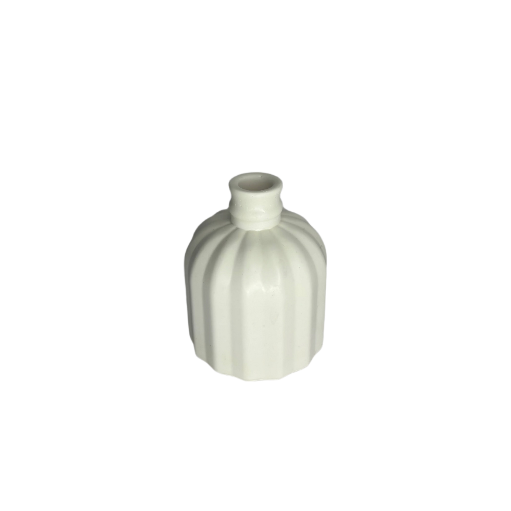 Ribbed White Eco Resin Decorative Mini Vase