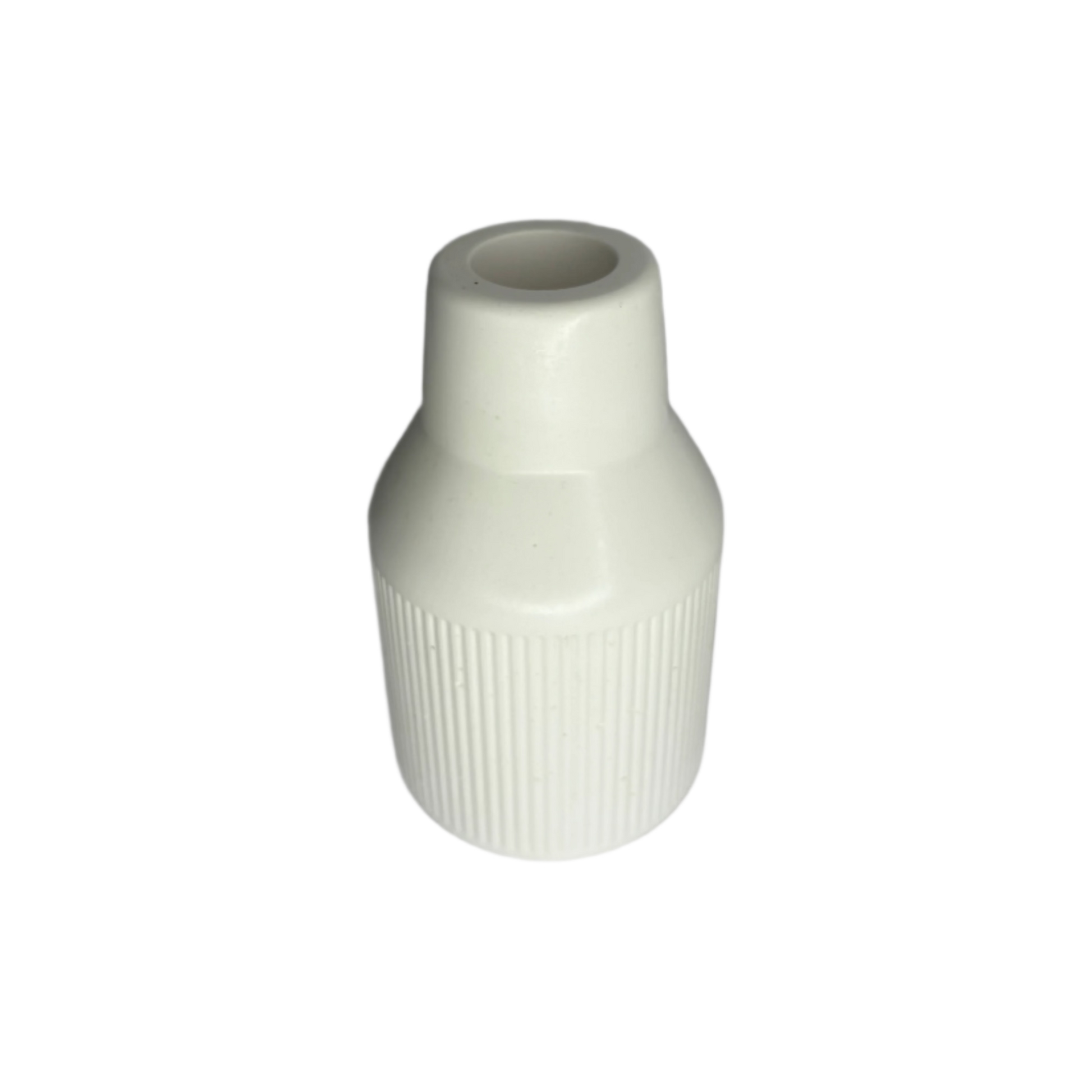 Angled Ribbed White Eco Resin Decorative Mini Vase