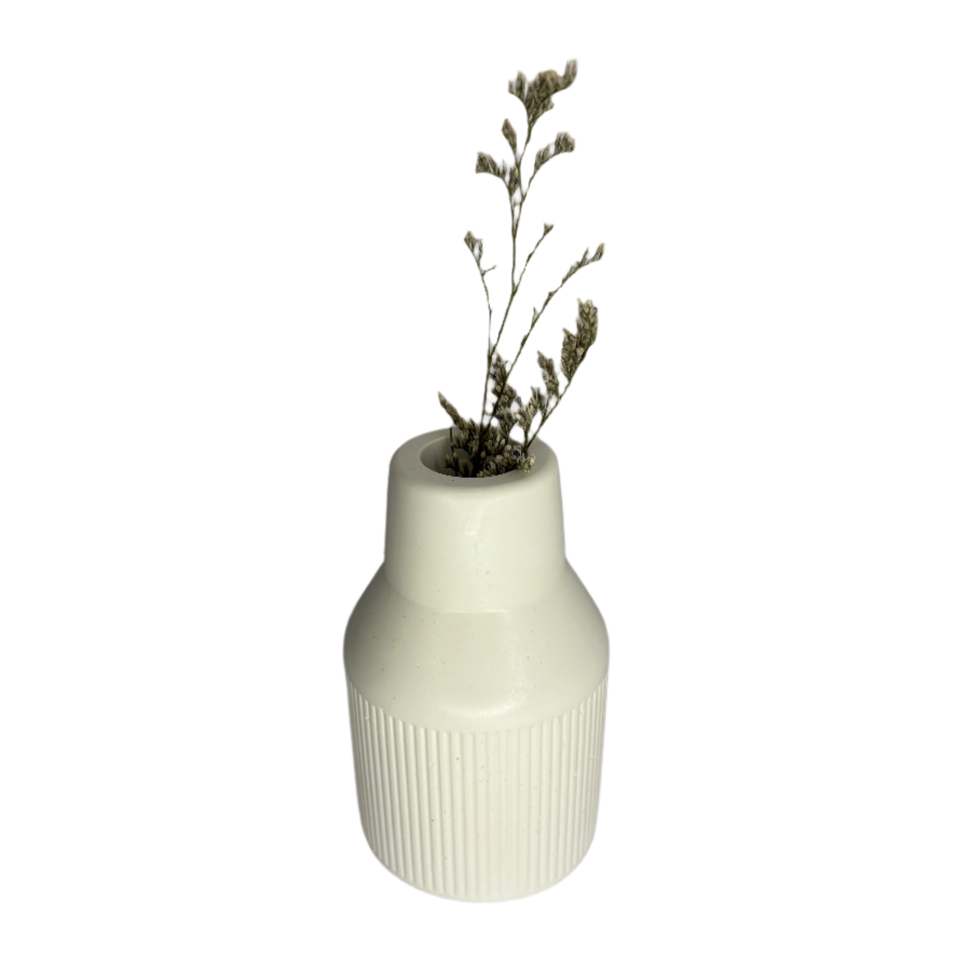 Angled Ribbed White Eco Resin Decorative Mini Vase
