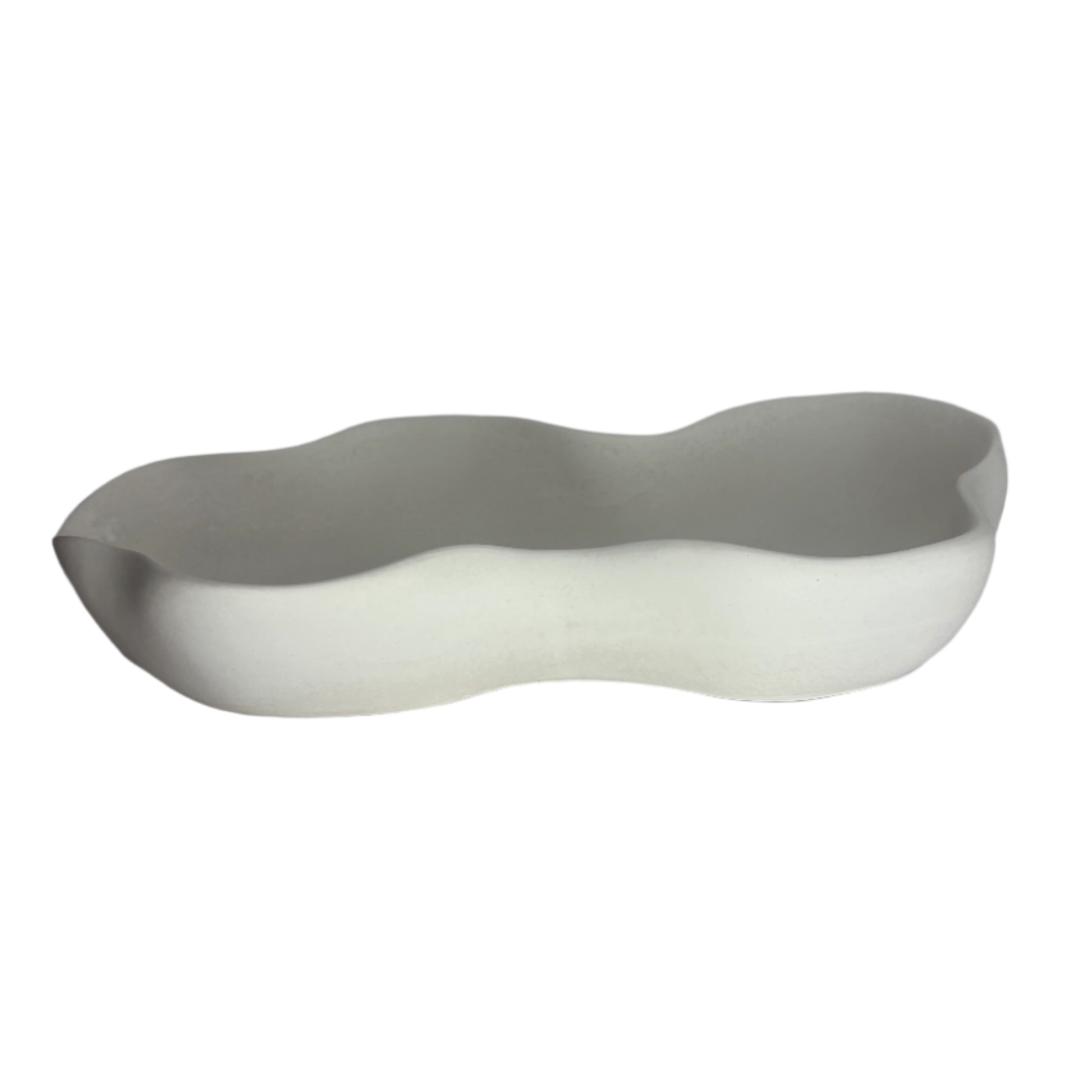 White Wavy Eco Resin Decorative Bowl - Large